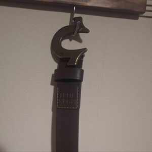 True Religion Chocolate Brown Belt with Brass Buckle